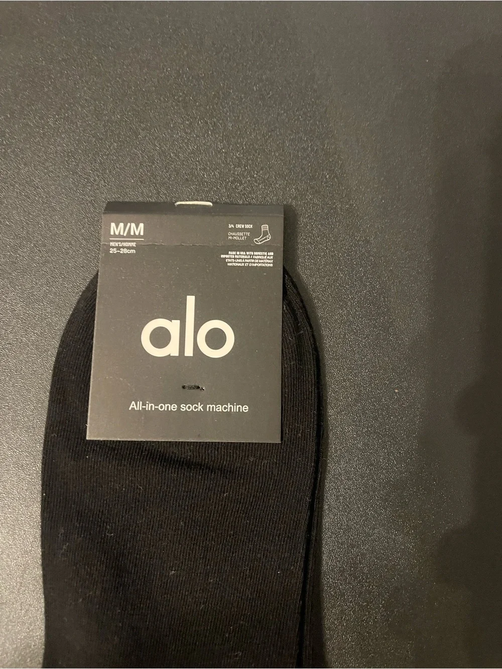 ALO Yoga Black Crew Athletic Socks with White Stripes